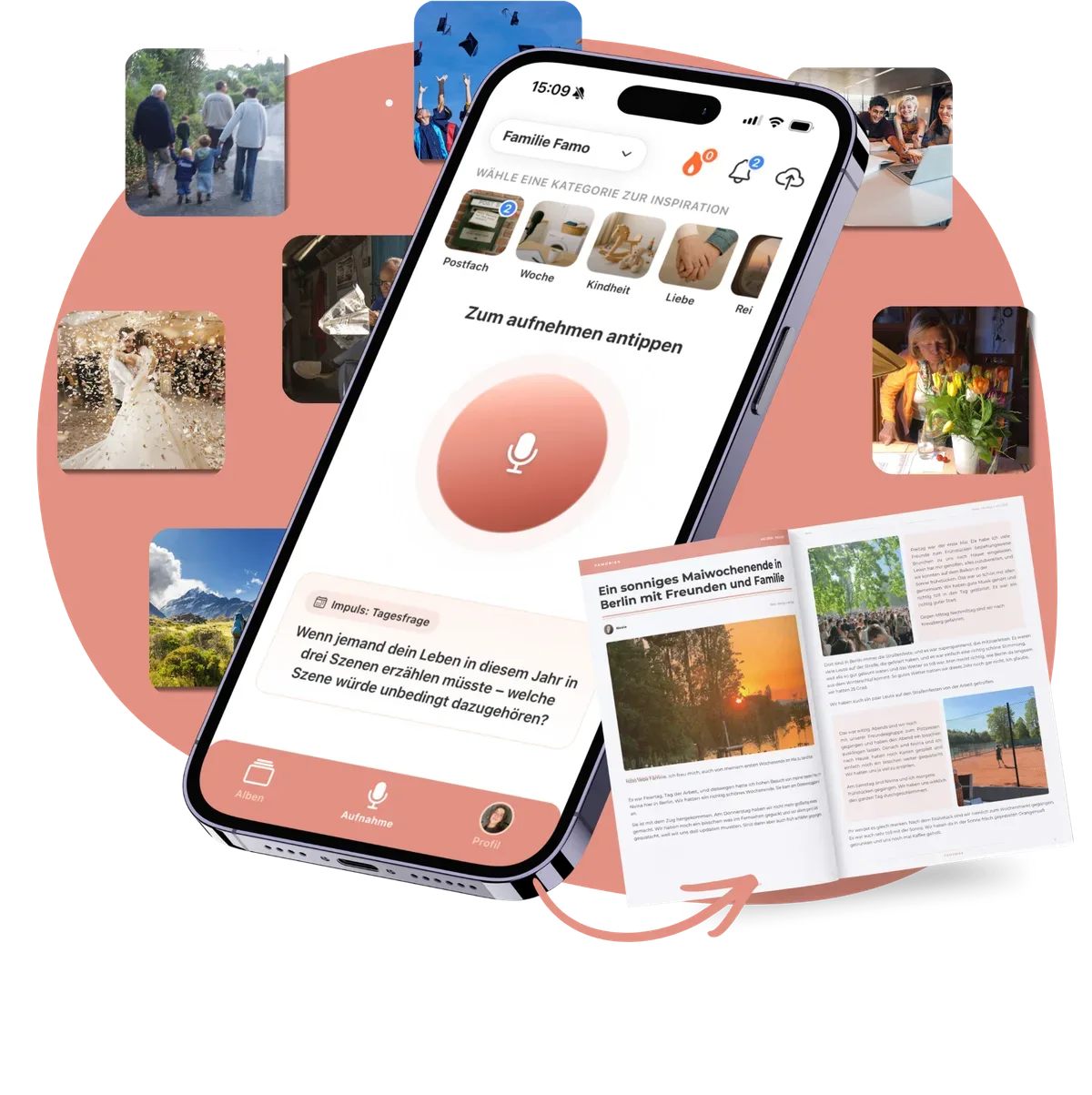 Famories App, Familien-Erinnerungen aufnehmen