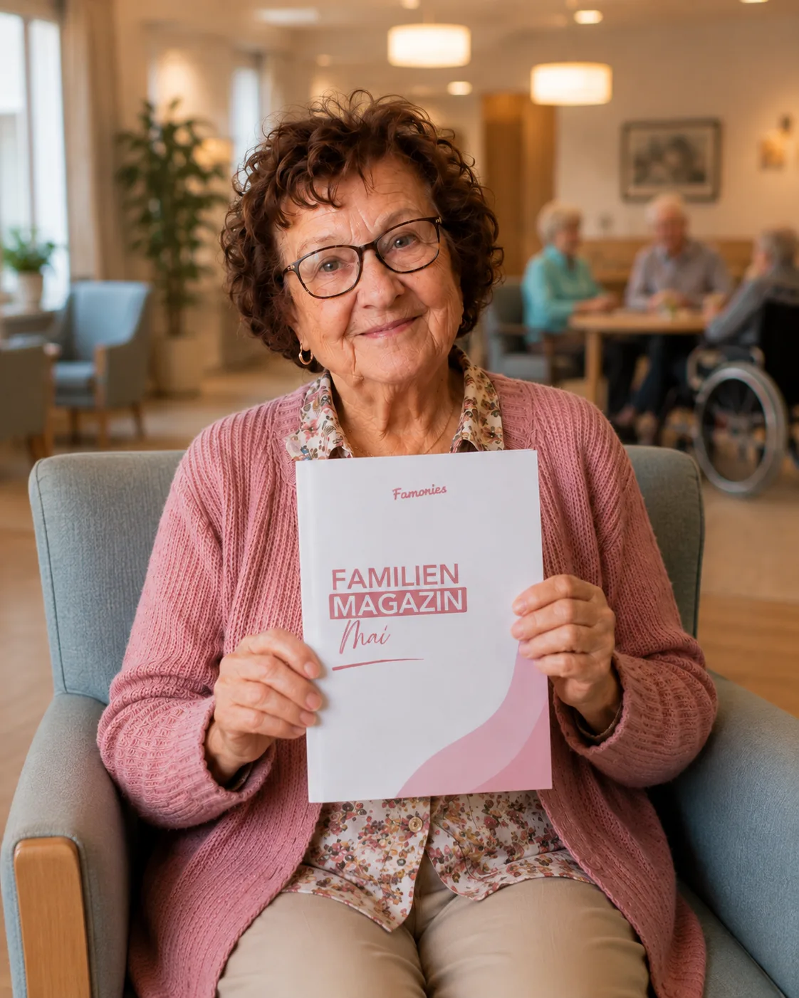 Bewohnerin zeigt stolz ihr Famories Familienmagazin