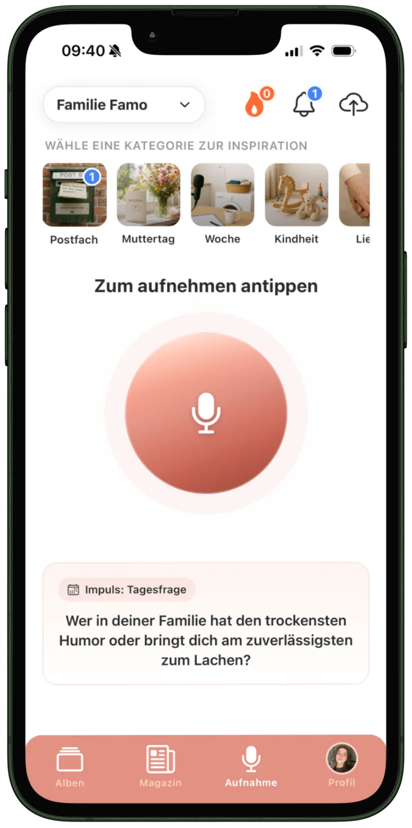 Famories Aufnahme, Inspirieren lassen und Familiengeschichten aufnehmen