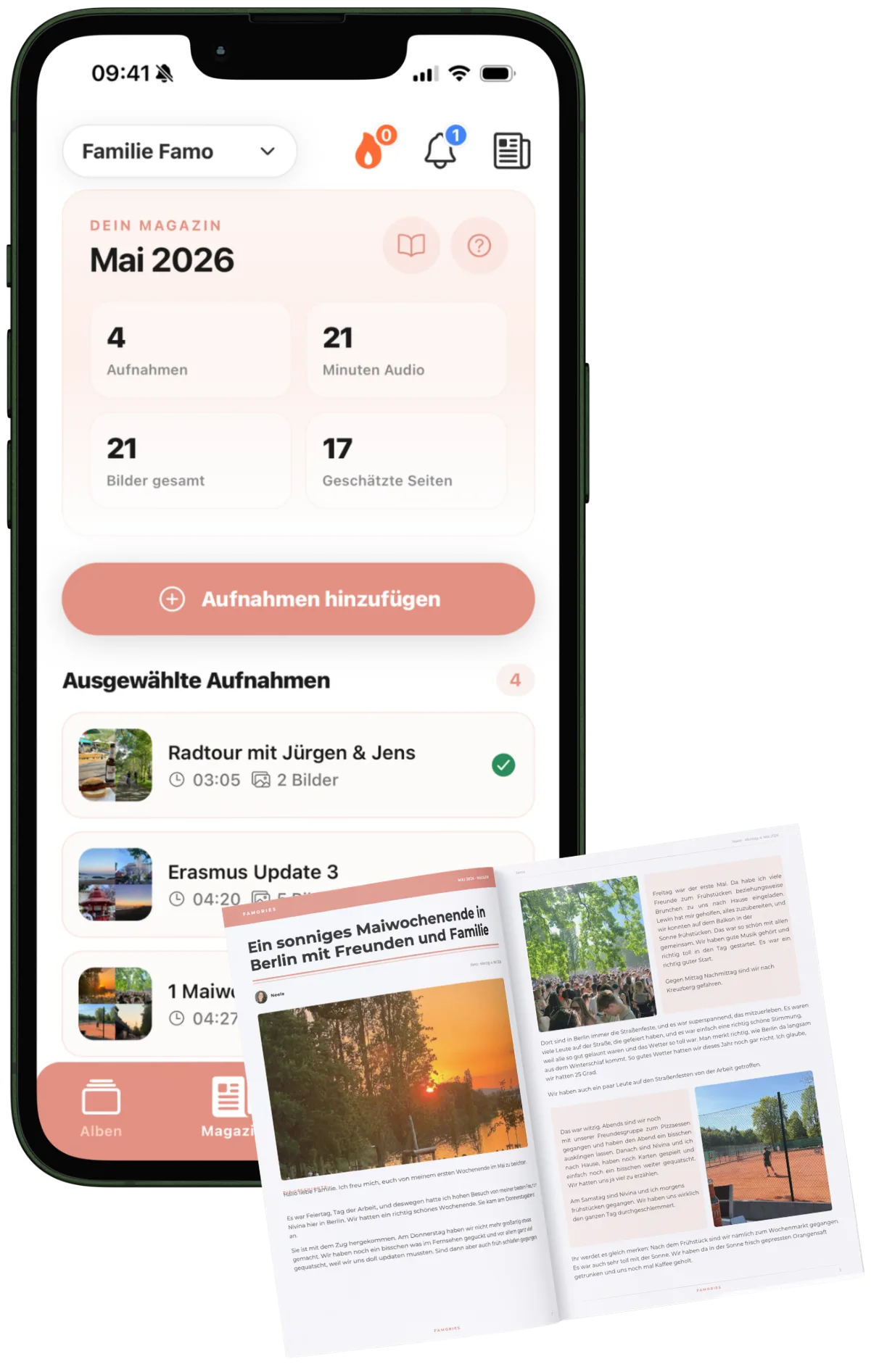 Famories Magazin, Familiengeschichten als gedrucktes Magazin verschicken