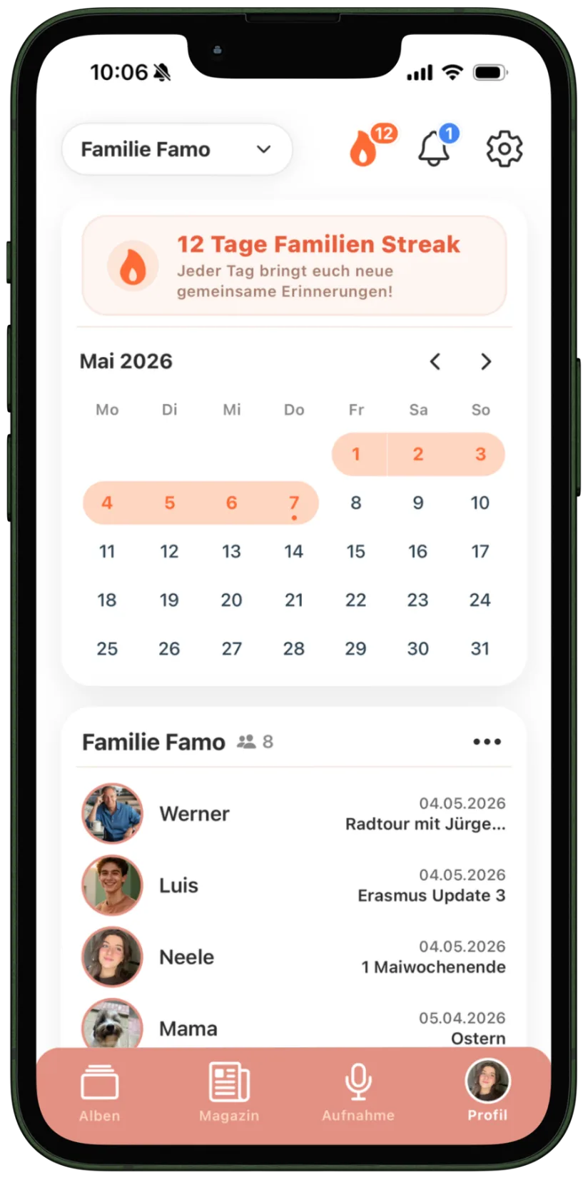 Famories App Registrierung, Familie einladen und Erinnerungen teilen